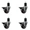 Service Caster 3'' Maroon Poly Swivel 1-3/4'' Expanding Stem Caster Set with Brake, 4PK SCC-EX20S314-PPUB-MRN-PLB-134-4 - alternate 1